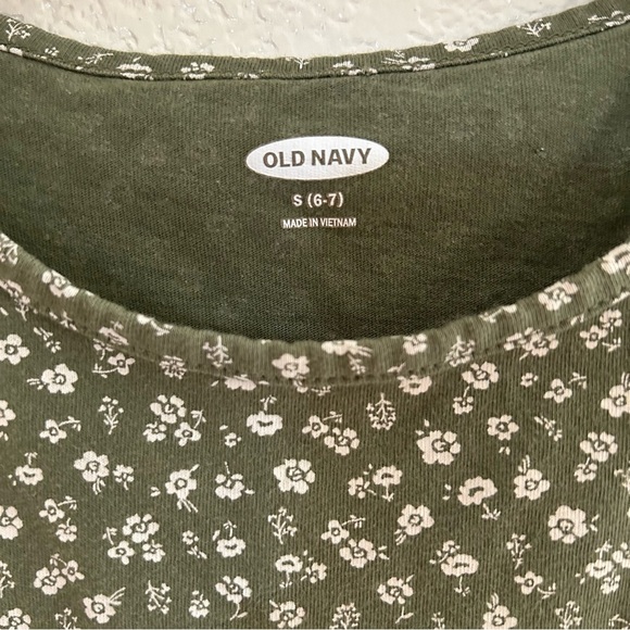 Old Navy | Cotton Olive Green Floral Dress - Picture 3 of 6